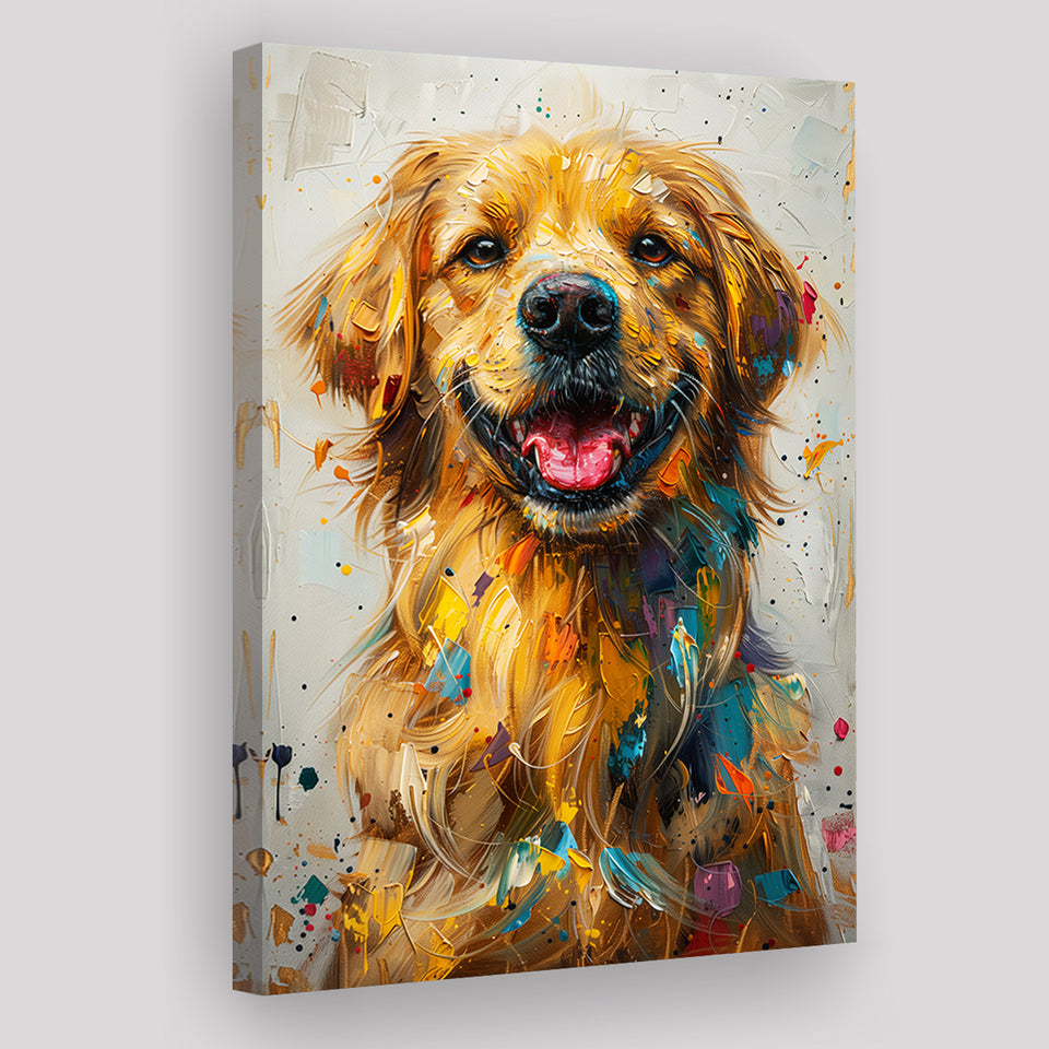 Golden Retriever Cute Dog Portrait Painting, Canvas Prints Wall Art Decor, Painting Canvas