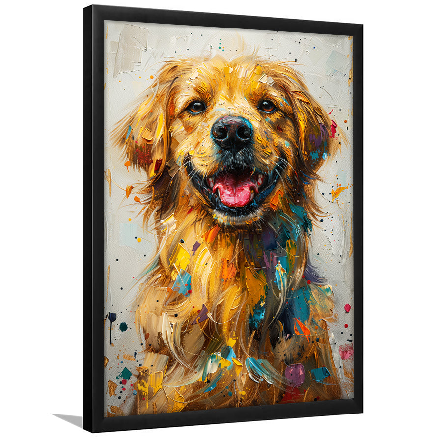 Golden Retriever Cute Dog Portrait Painting, Framed Art Prints Wall Art Decor, Framed Picture Print