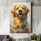 Golden Retriever Cute Dog Portrait Painting, Canvas Prints Wall Art Decor, Painting Canvas
