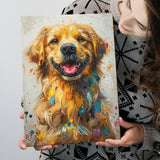Golden Retriever Cute Dog Portrait Painting, Canvas Prints Wall Art Decor, Painting Canvas