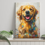 Golden Retriever Cute Dog Portrait Painting, Canvas Prints Wall Art Decor, Painting Canvas