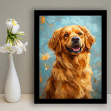 Golden Retriever Dog Portrait Painting Art, Framed Art Prints Wall Art Decor, Framed Picture Print