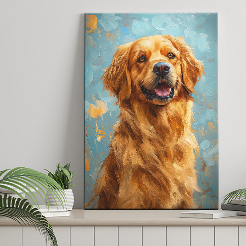 Golden Retriever Dog Portrait Painting Art, Canvas Prints Wall Art Decor, Painting Canvas