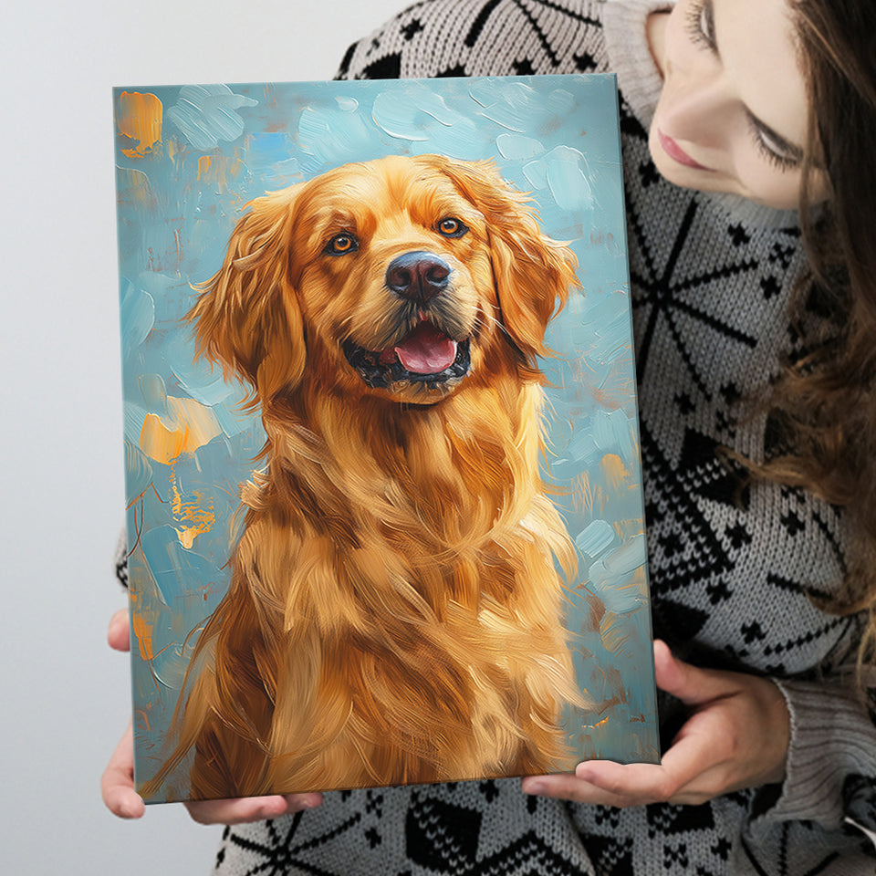 Golden Retriever Dog Portrait Painting Art, Canvas Prints Wall Art Decor, Painting Canvas