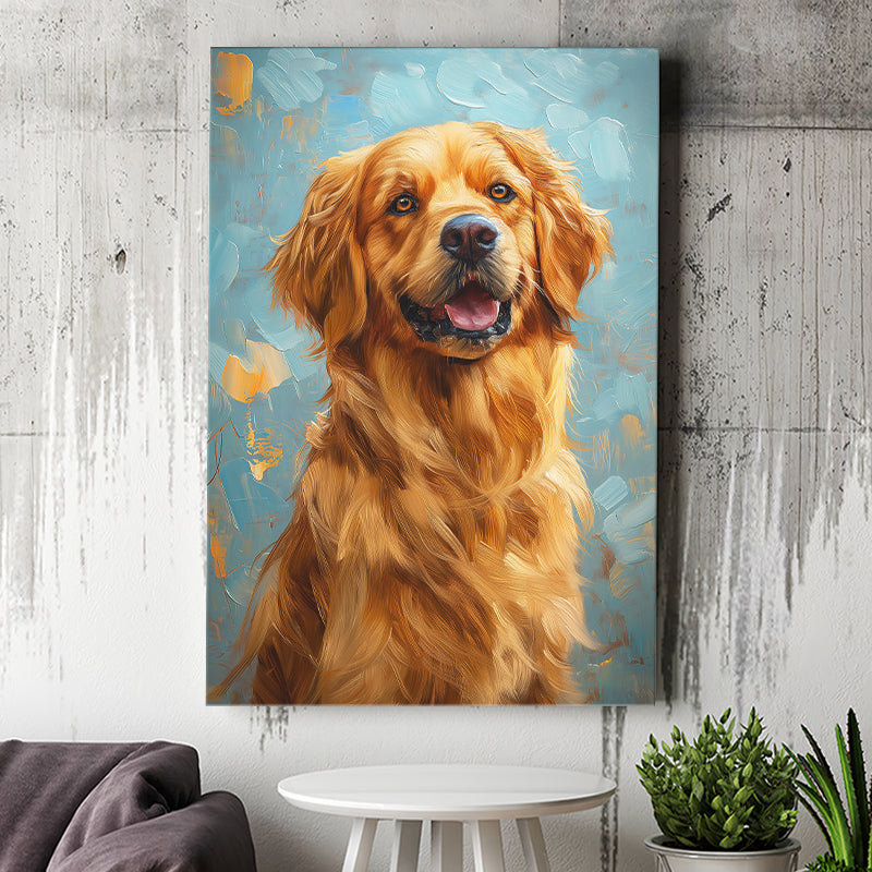 Golden Retriever Dog Portrait Painting Art, Canvas Prints Wall Art Decor, Painting Canvas