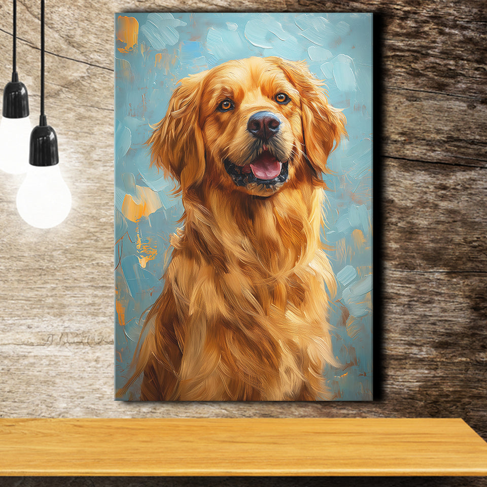 Golden Retriever Dog Portrait Painting Art, Canvas Prints Wall Art Decor, Painting Canvas