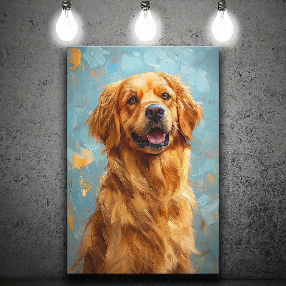 Golden Retriever Dog Portrait Painting Art, Canvas Prints Wall Art Decor, Painting Canvas