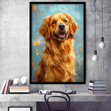 Golden Retriever Dog Portrait Painting Art, Framed Art Prints Wall Art Decor, Framed Picture Print