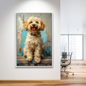 Goldendoodle Dog Portrait Art Painting, Pet Lover Art, Framed Canvas Prints Wall Art Decor, Floating Frame