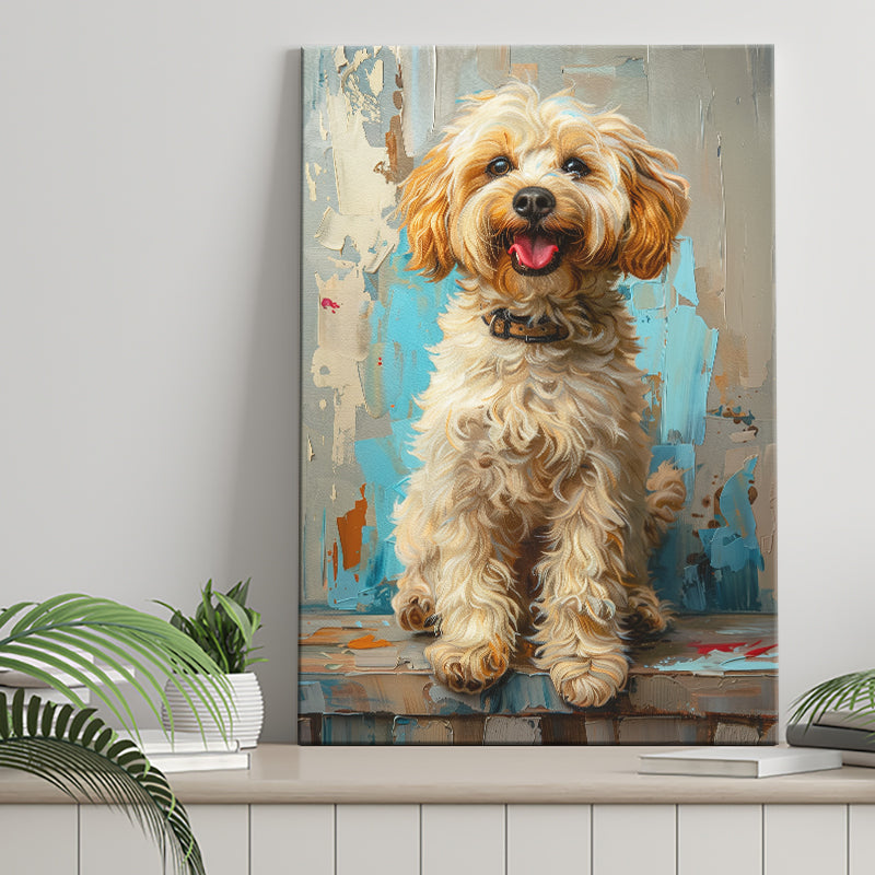 Goldendoodle Dog Portrait Art Painting, Pet Lover Art, Canvas Prints Wall Art Decor, Painting Canvas