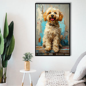 Goldendoodle Dog Portrait Art Painting, Pet Lover Art, Framed Canvas Prints Wall Art Decor, Floating Frame