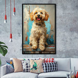 Goldendoodle Dog Portrait Art Painting, Pet Lover Art, Framed Art Prints Wall Art Decor, Framed Picture Print