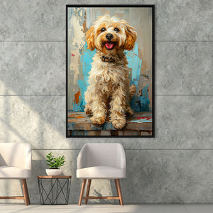 Goldendoodle Dog Portrait Art Painting, Pet Lover Art, Framed Canvas Prints Wall Art Decor, Floating Frame