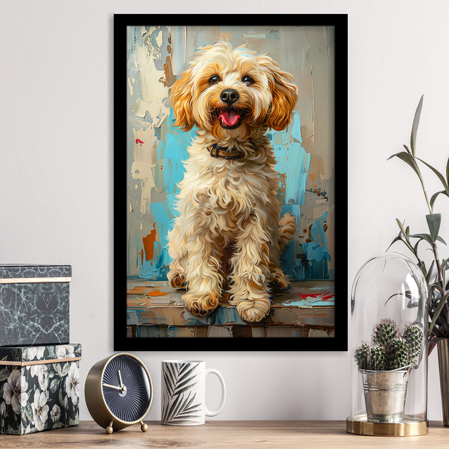 Goldendoodle Dog Portrait Art Painting, Pet Lover Art, Framed Art Prints Wall Art Decor, Framed Picture Print