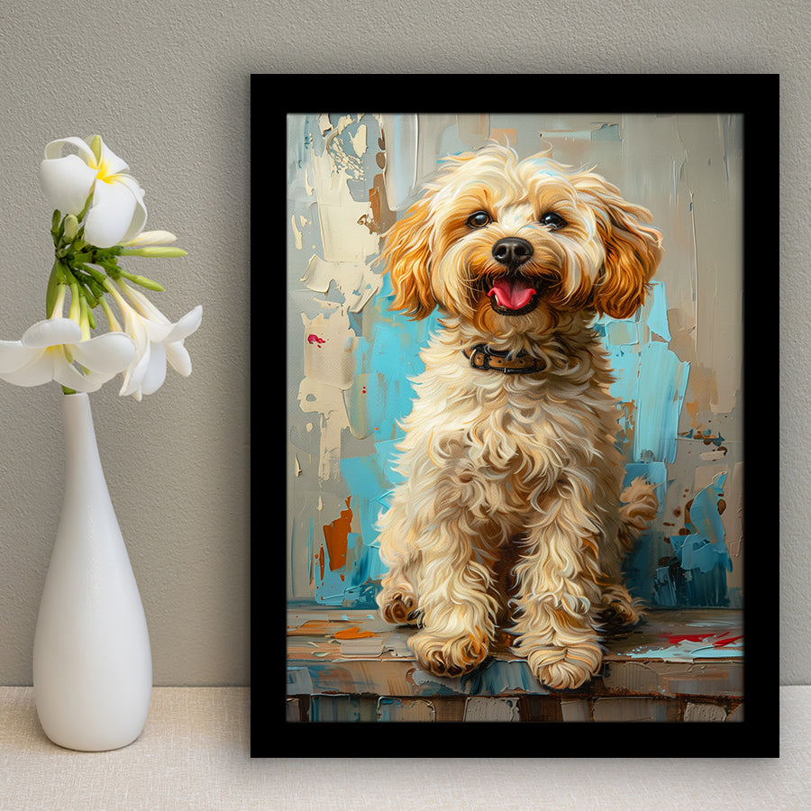 Goldendoodle Dog Portrait Art Painting, Pet Lover Art, Framed Art Prints Wall Art Decor, Framed Picture Print