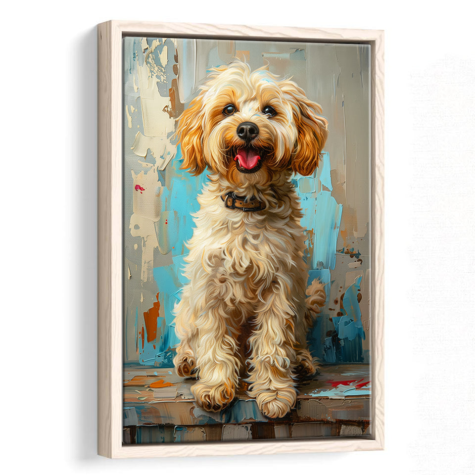 Goldendoodle Dog Portrait Art Painting, Pet Lover Art, Framed Canvas Prints Wall Art Decor, Floating Frame