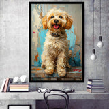 Goldendoodle Dog Portrait Art Painting, Pet Lover Art, Framed Art Prints Wall Art Decor, Framed Picture Print