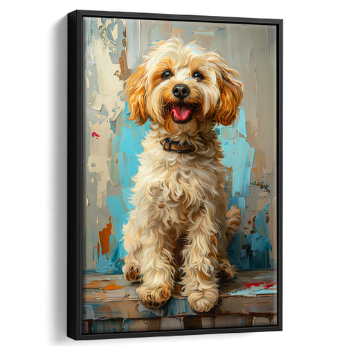 Goldendoodle Dog Portrait Art Painting, Pet Lover Art, Framed Canvas Prints Wall Art Decor, Floating Frame