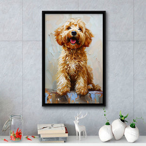 Goldendoodle Dog Portrait Painting, Pet Lover Art, Framed Canvas Prints Wall Art Decor, Floating Frame