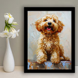 Goldendoodle Dog Portrait Painting, Pet Lover Art, Framed Art Prints Wall Art Decor, Framed Picture Print