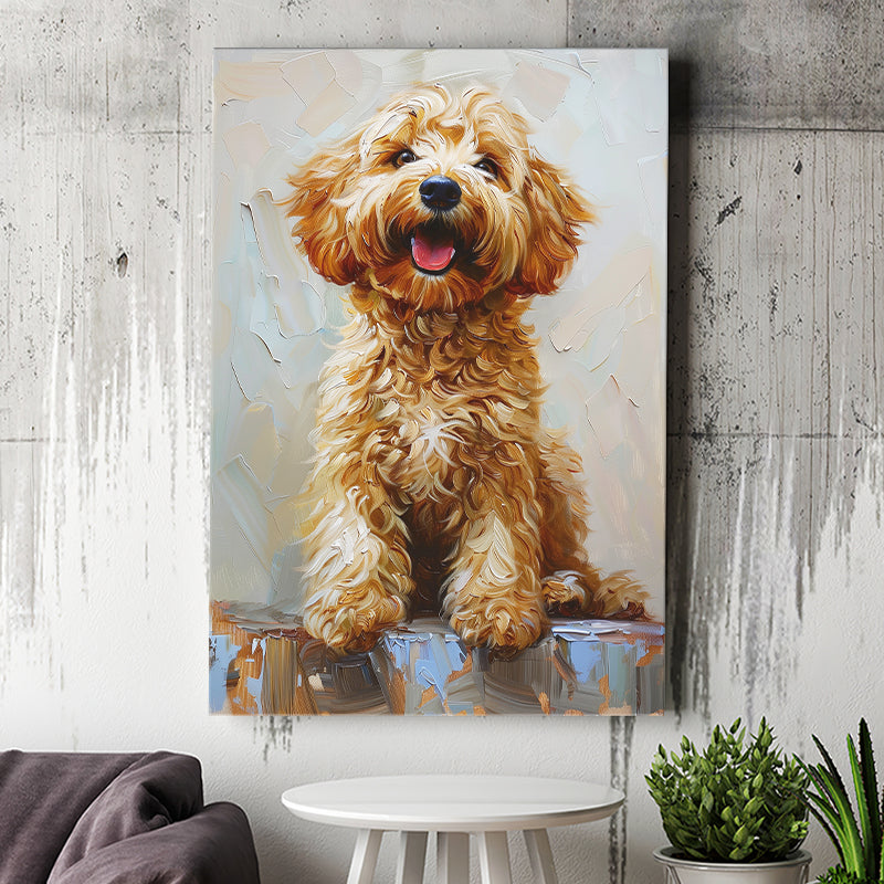 Goldendoodle Dog Portrait Painting, Pet Lover Art, Canvas Prints Wall Art Decor, Painting Canvas