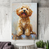 Goldendoodle Dog Portrait Painting, Pet Lover Art, Canvas Prints Wall Art Decor, Painting Canvas