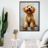 Goldendoodle Dog Portrait Painting, Pet Lover Art, Framed Canvas Prints Wall Art Decor, Floating Frame