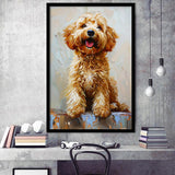 Goldendoodle Dog Portrait Painting, Pet Lover Art, Framed Art Prints Wall Art Decor, Framed Picture Print