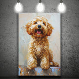 Goldendoodle Dog Portrait Painting, Pet Lover Art, Canvas Prints Wall Art Decor, Painting Canvas