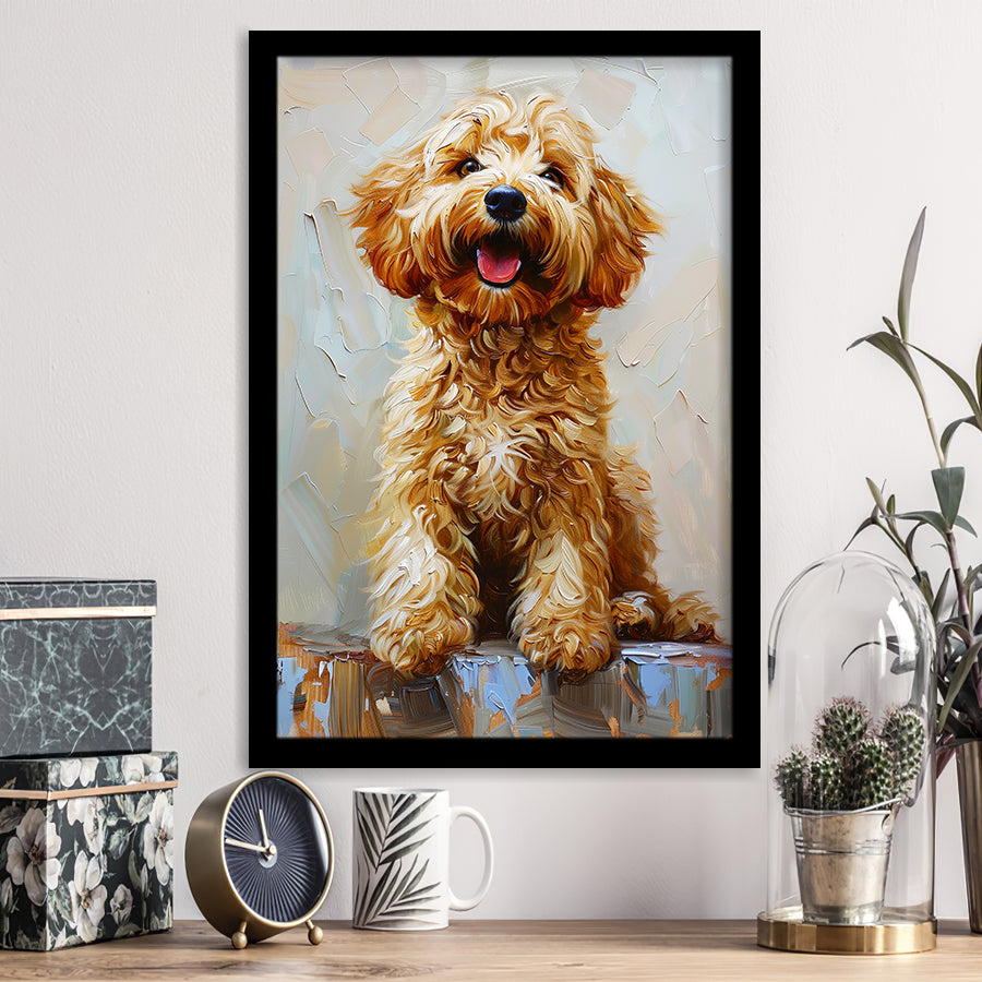 Goldendoodle Dog Portrait Painting, Pet Lover Art, Framed Art Prints Wall Art Decor, Framed Picture Print