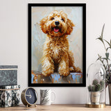 Goldendoodle Dog Portrait Painting, Pet Lover Art, Framed Art Prints Wall Art Decor, Framed Picture Print