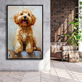 Goldendoodle Dog Portrait Painting, Pet Lover Art, Framed Canvas Prints Wall Art Decor, Floating Frame