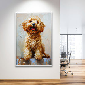 Goldendoodle Dog Portrait Painting, Pet Lover Art, Framed Canvas Prints Wall Art Decor, Floating Frame