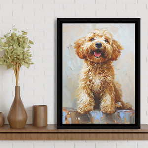 Goldendoodle Dog Portrait Painting, Pet Lover Art, Framed Canvas Prints Wall Art Decor, Floating Frame