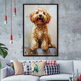 Goldendoodle Dog Portrait Painting, Pet Lover Art, Framed Art Prints Wall Art Decor, Framed Picture Print