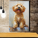 Goldendoodle Dog Portrait Painting, Pet Lover Art, Canvas Prints Wall Art Decor, Painting Canvas