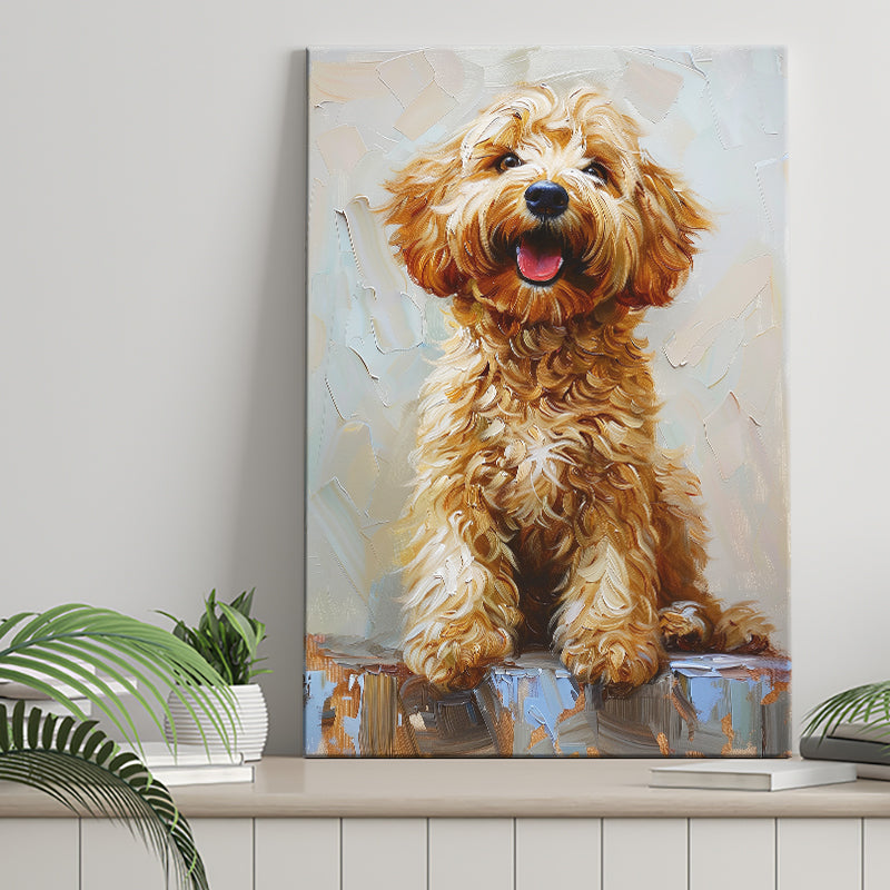 Goldendoodle Dog Portrait Painting, Pet Lover Art, Canvas Prints Wall Art Decor, Painting Canvas