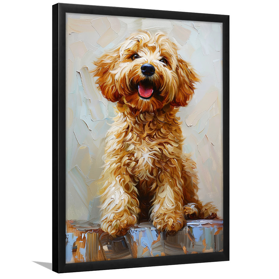 Goldendoodle Dog Portrait Painting, Pet Lover Art, Framed Art Prints Wall Art Decor, Framed Picture Print