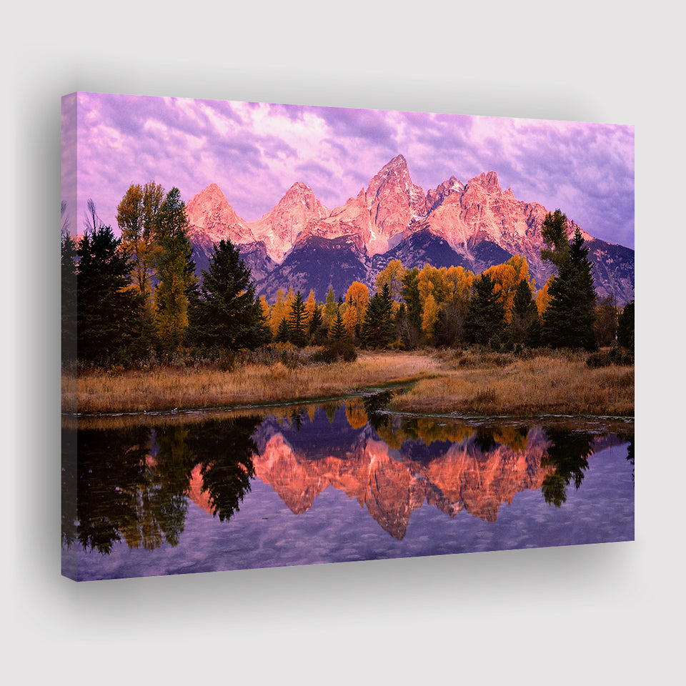 Grand Teton Morning Reflection, Canvas Print Wall Art Decor, Landscape Art Print