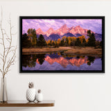Grand Teton Morning Reflection, Framed Canvas Print Wall Art Decor,Floating Frame