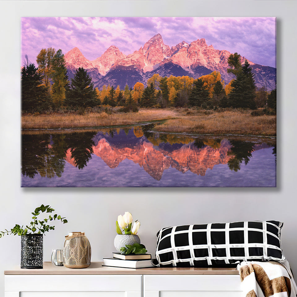 Grand Teton Morning Reflection, Canvas Print Wall Art Decor, Landscape Art Print