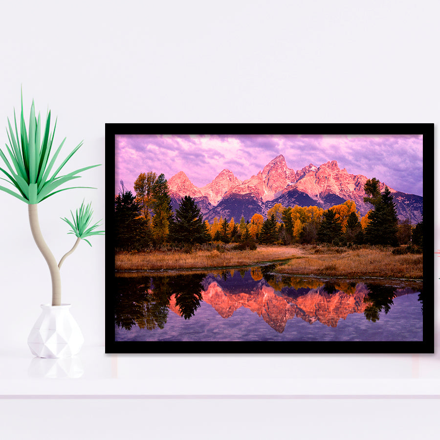 Grand Teton Morning Reflection, Framed Art Print Wall Decor, Framed Picture