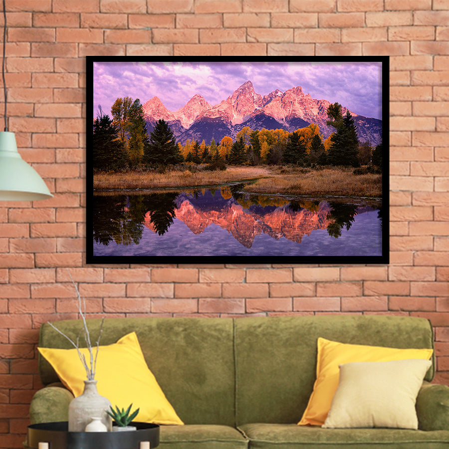 Grand Teton Morning Reflection, Framed Art Print Wall Decor, Framed Picture