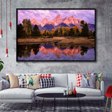 Grand Teton Morning Reflection, Framed Canvas Print Wall Art Decor,Floating Frame