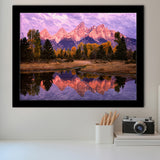 Grand Teton Morning Reflection, Framed Art Print Wall Decor, Framed Picture