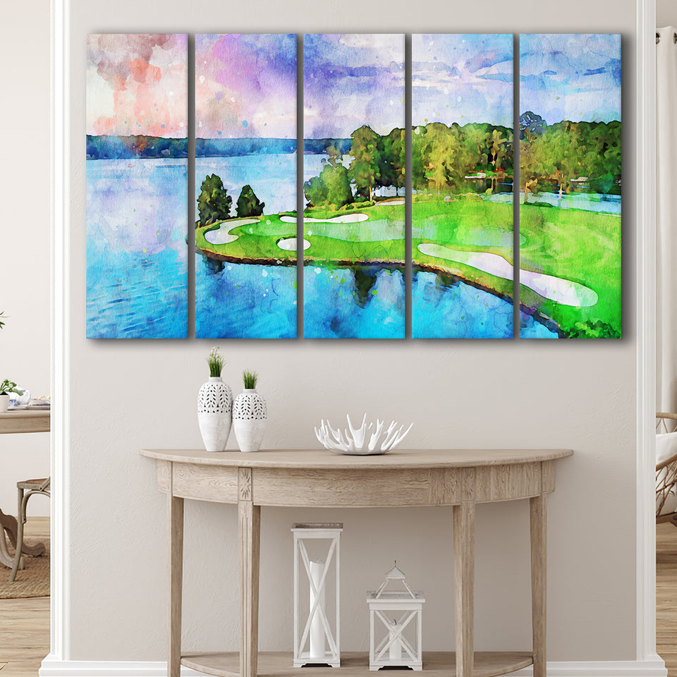 Great Waters At Reynolds Lake Oconee Golf Courses, Golf Art Print, Extra Large 5 Panel, Canvas Prints Wall Art