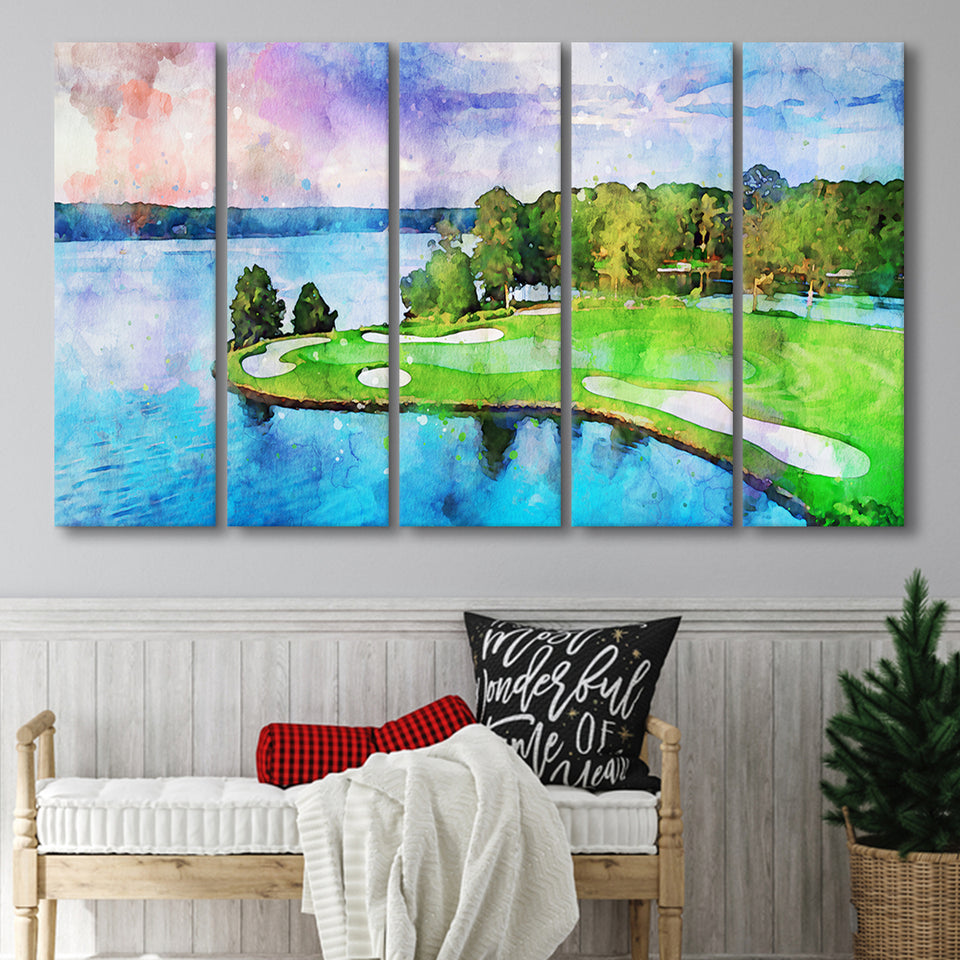 Great Waters At Reynolds Lake Oconee Golf Courses, Golf Art Print, Extra Large 5 Panel, Canvas Prints Wall Art