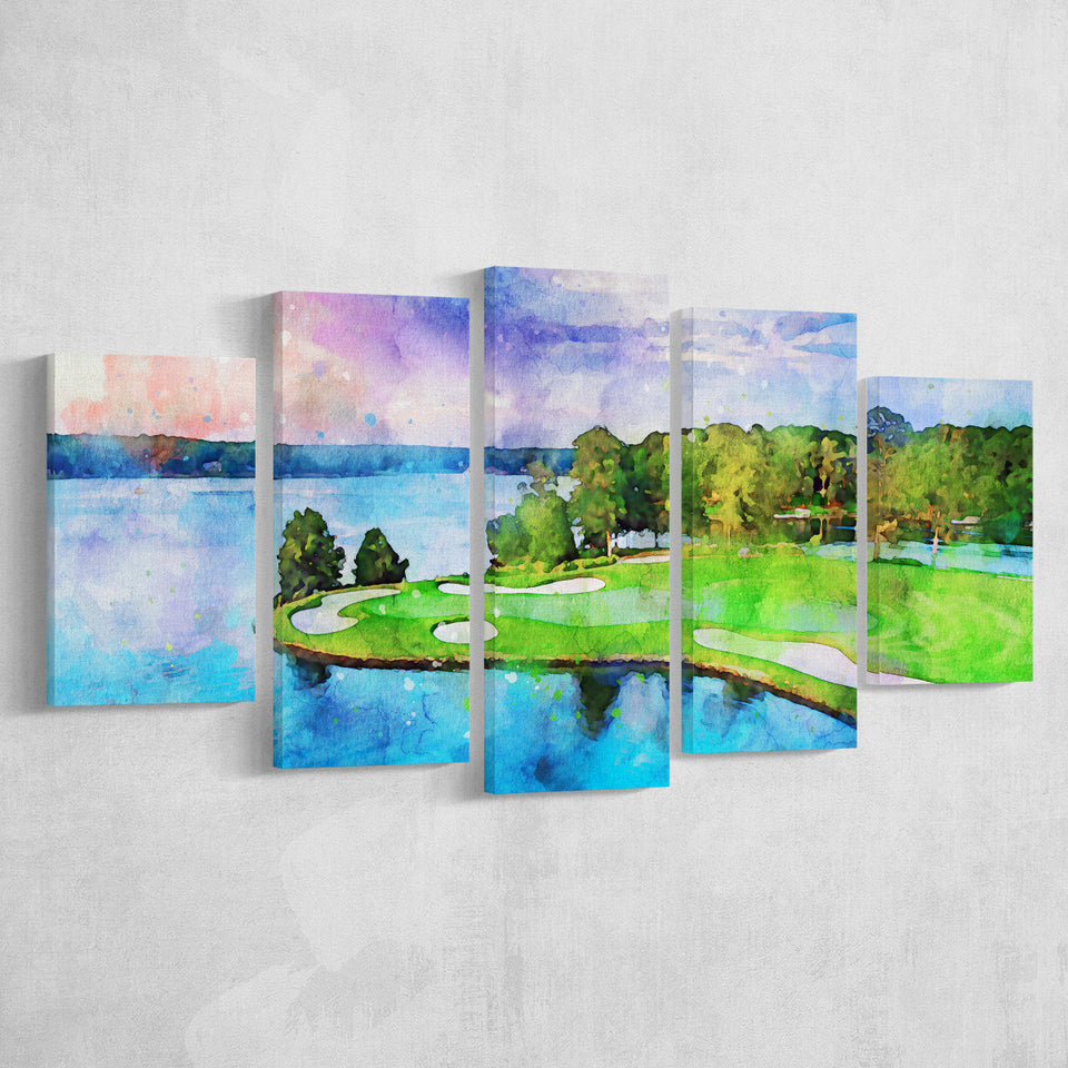 Great Waters At Reynolds Lake Oconee Golf Courses, Golf Art Print, Mixed 5 Panel, Canvas Prints Wall Art