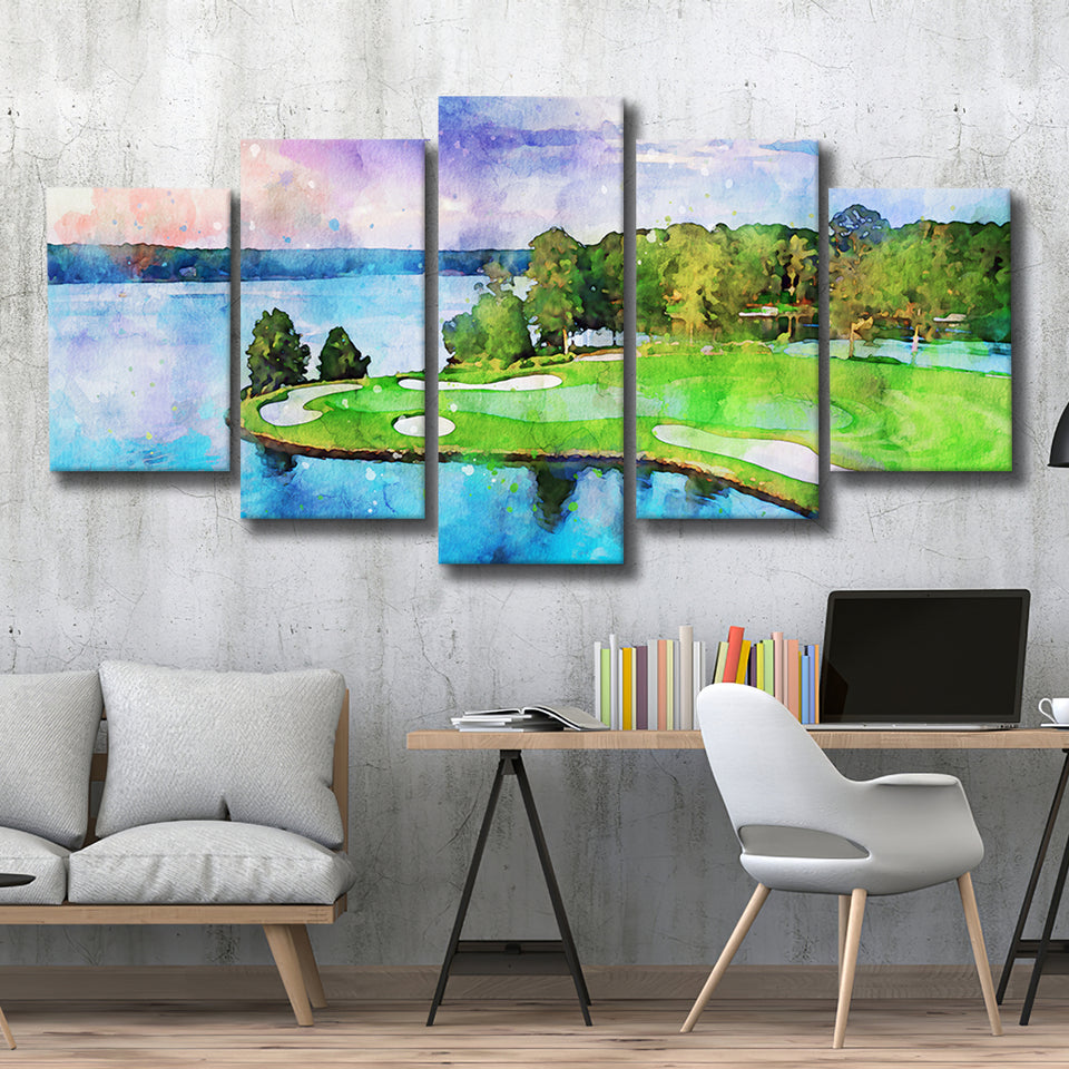 Great Waters At Reynolds Lake Oconee Golf Courses, Golf Art Print, Mixed 5 Panel, Canvas Prints Wall Art