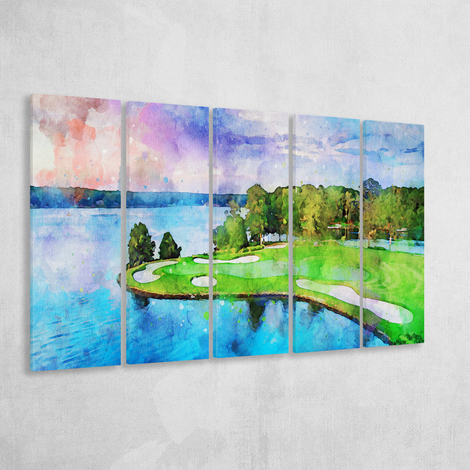 Great Waters At Reynolds Lake Oconee Golf Courses, Golf Art Print, Extra Large 5 Panel, Canvas Prints Wall Art